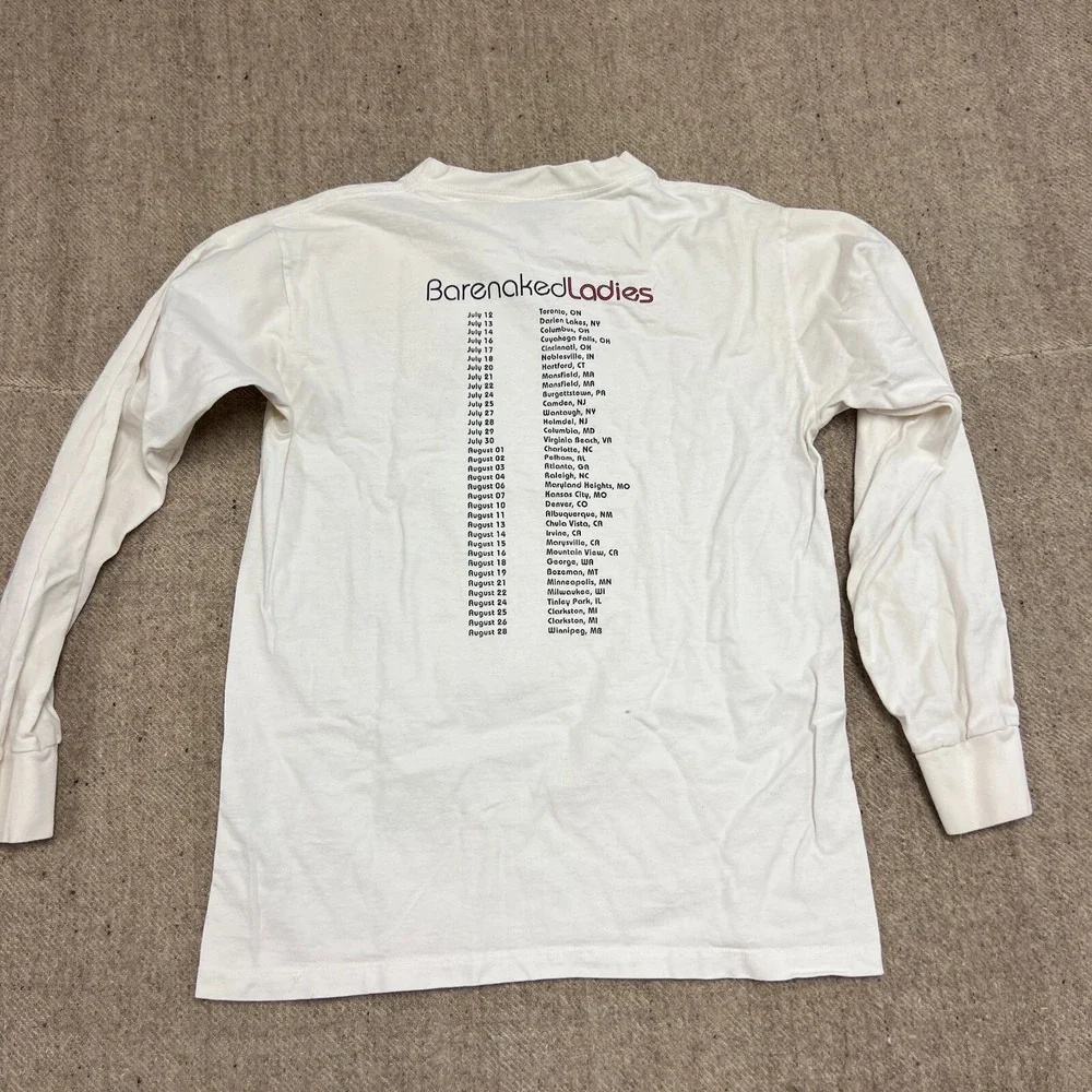 Vintage Bare Naked Ladies Shirt Mens Medium White 1990s Long Sleeve - Picture 5 of 10
